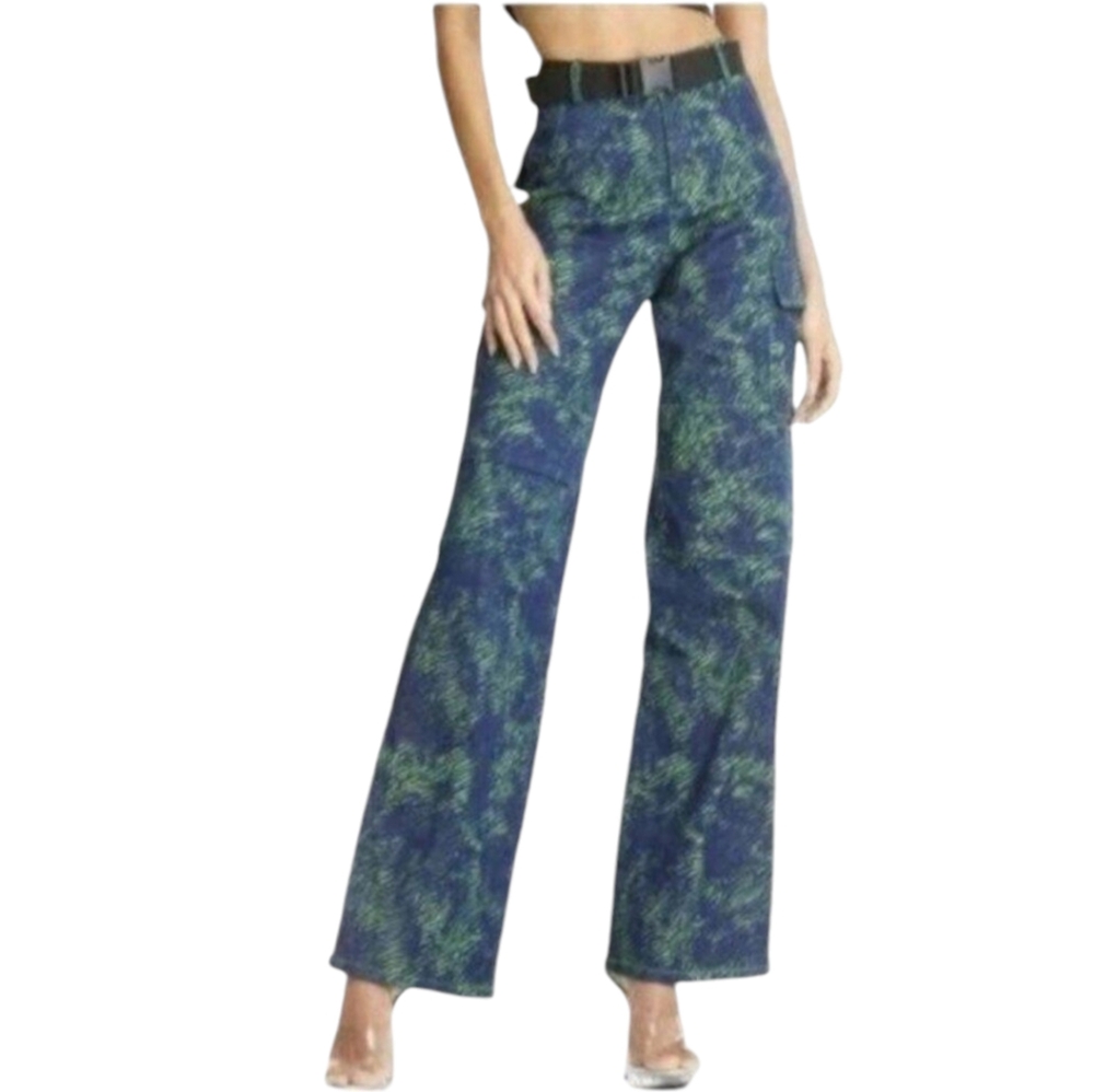 I.AM.GIA Sinead Cargo Pants - Blue Green Tiger Print